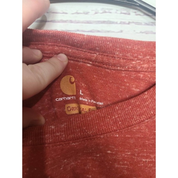 Carhartt K87 Red Workwear Crew Neck Short Sleeve Pocket T-Shirt Men's Size Large - Picture 4 of 5